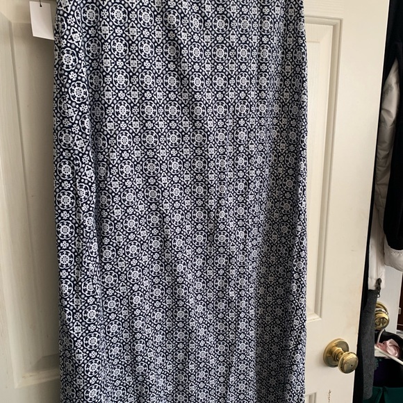 New Talbots Maxi Skirt Navy Blue White Print Petite Medium Classic - Picture 5 of 6